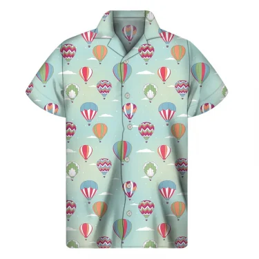 Cartoon Air Balloon 3D Print Hawaiian Shirt Men Summer Cool Lapel Shirts Fashion Short Sleeve Tops Oversized Button Blouse 5