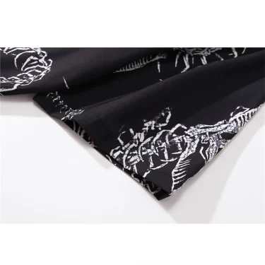 Dark Icon Skeleton Dragon Casual Men's Shirt Summer Thin Material Shirt Men Polo Collar Shirts Short Sleeve Top 6