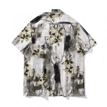 Dark Icon Tie Dyeing Floral Hawaii Shirts Men Women Summer Cuba Collar Vintage Men's Shirt Short Sleeve 4