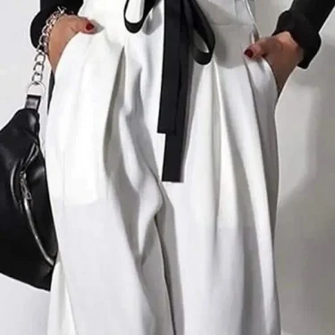 Modigirl Y2K clothes Pants for Womens Pants autumn summer 2025 High Waisted Drawstring Pleated Women White Wide Leg Trousers 2