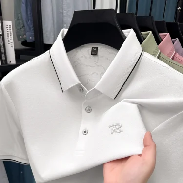 Men's Embroidered Cotton Short Sleeved Polo Shirt Designer Brand Lapel T-Shirt Fashion Simple Summer Breathable Top Men's Wear 4