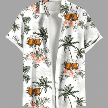 Fashion Men's Hawaiian Shirt 3D Printed Short Sleeved Button Down Lapel Shirt For Summer Oversized Tops Casual Shirts For Men 3