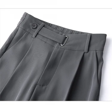 New Spring Summer Loose Wide Leg Pants Women Elegant Pleated High Waist Draped Straight Long Trousers Female Office Suit Pants 5