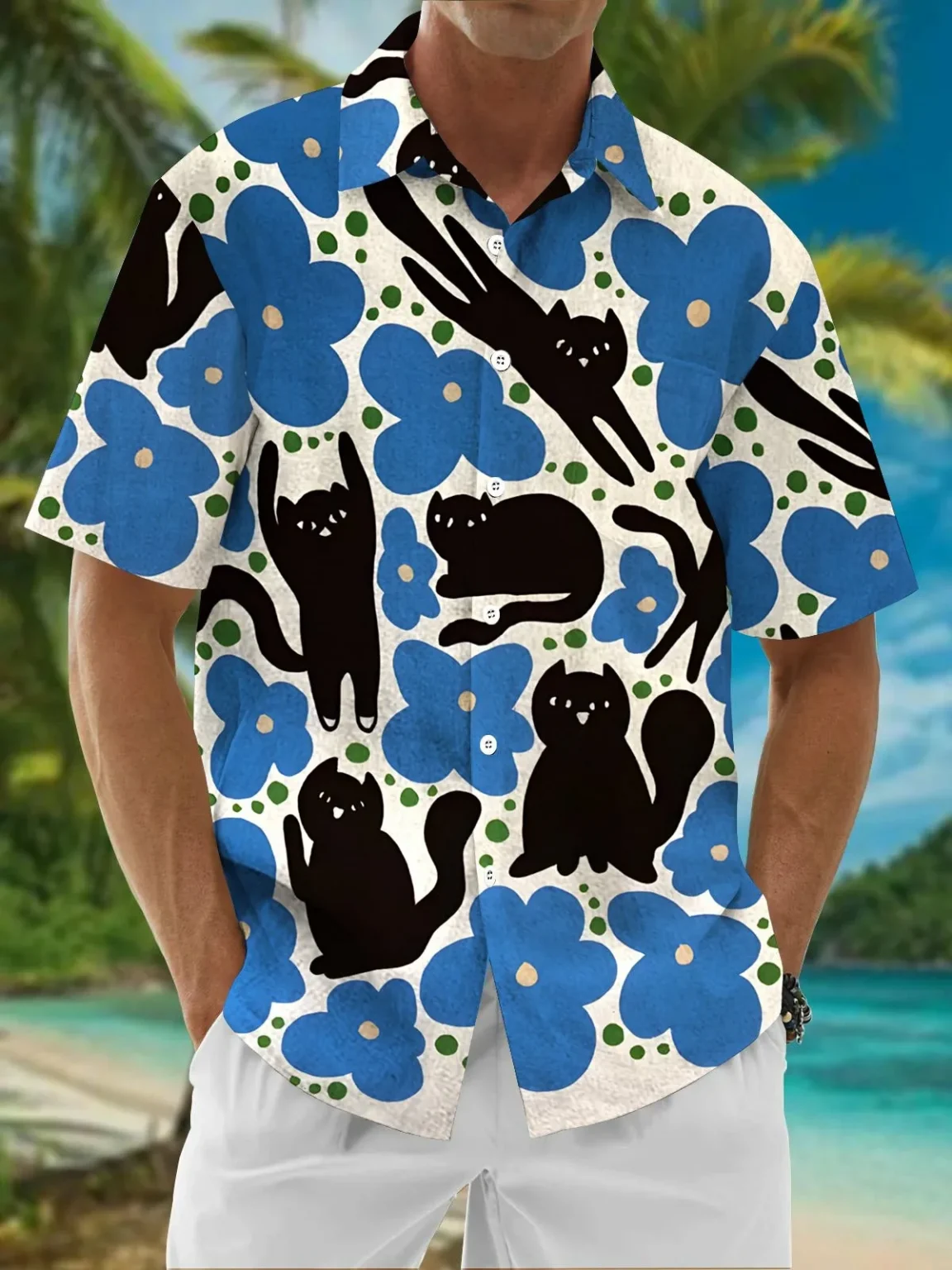 Summer Men's 3D Printed Marine Organism Graphic Shirt Hawaiian Casual Shirts Button Up Short Sleeve Shirts No Pocket 5