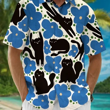 Summer Men's 3D Printed Marine Organism Graphic Shirt Hawaiian Casual Shirts Button Up Short Sleeve Shirts No Pocket 5