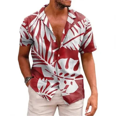 Hawaiian Floral Shirts Beach Summer Button Shirt Men's Beach Vacation Breathable Short Sleeved Shirtfashionable Cool Lapel Shirt 2