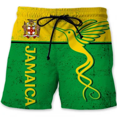 Jamaica 3D Printed Beach Shorts For Men Jamaican Flag Pattern Surf Board Shorts Summer Vacation Swim Trunks Quick Dry Ice Shorts 2