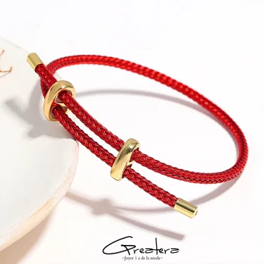 Greatera Trendy Red Thread String Bracelets for Women Men Stainless Steel Braided Rope Adjustable Charm Bracelet Unisex Jewelry 1
