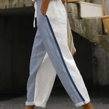 2025 Summer Women's New Drawstring Trousers Printed Elastic Waist Pants Boho Lace Trousers Set Women's Office Commuter Trousers 3