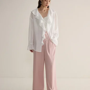DUSHU Hanging Sunscreen Commuter Casual Pants 2024 Summer New Simple High Waist Slimming Straight Leg Pants 24DS82498 4