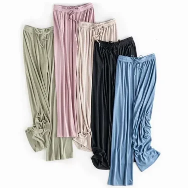 Summer Ice Silk Wide Leg Pants for Women Thin Ice Pants High Waist Draping Casual Loose Straight Leg Pants Floor Trousers 1