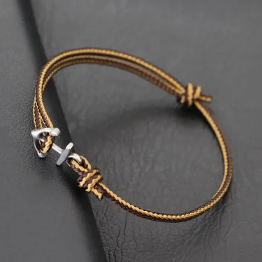 Novel Anchor Bracelet For Men Grade A 3mm Ethnic Thin Marine String Braslet Handmade Adjustable Beach Surfing Nautical Braclet 6