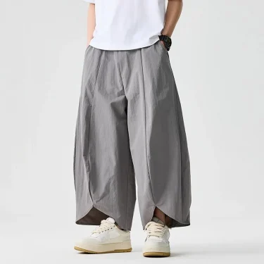 2025 Summer Wide Leg Pants Men sales Casual Pants Japanese Styles Samurai Costume Harun Pants Men Lantern Trousers Sweatpants 1