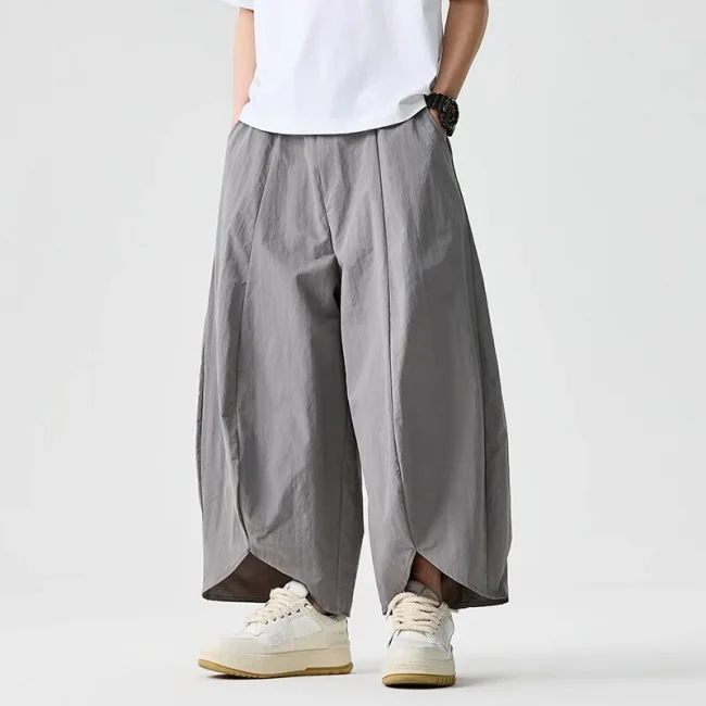 2025 Summer Wide Leg Pants Men sales Casual Pants Japanese Styles Samurai Costume Harun Pants Men Lantern Trousers Sweatpants 1