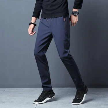 Summer men's ice silk quick drying casual pants slim fit Korean version ice silk pants sports pants straight tube quick drying p 4