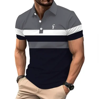 Men Summer Fashion Slim Fit Short Sleeve Spell Color Polo Shirt Men Sport Lapel Golf Polo Shirt Men Quick Drying Polo Shirt 4