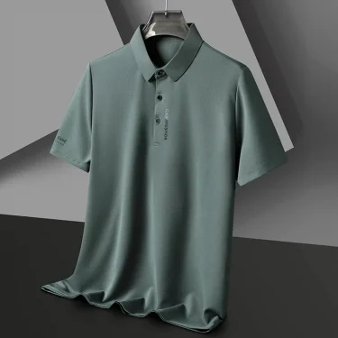 High end brand ice silk short sleeve polo shirt men's summer new fashionable printed casual T-shirt comfortable cool golf top 6
