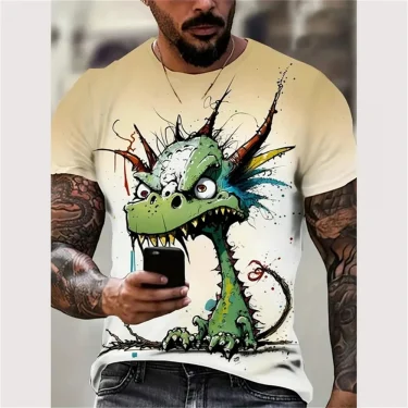 New Summer Men Vintage T-Shirt 3D Printed Funny Graphic Tops Tees Male Casual Stylish Short Sleeve Clothing Fashion Streetwear 3