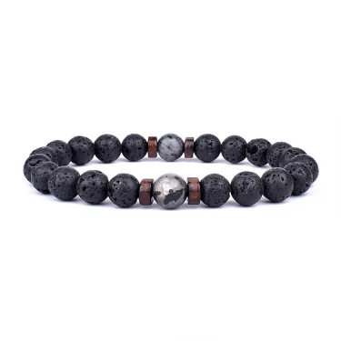 Volcanic Stone Bracelet for Men Lava Wooden 8mm Beads Bracelet Tibetan Buddha Wrist Chain Women Men Jewelry Gift New Bracelets 6