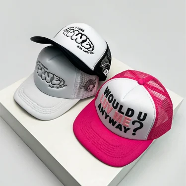 New Unisex Color Block Printed Letter Embroidery Baseball Hats Hip Hop Breathable Mesh Sunshade Street Trucker Caps Versatile 1