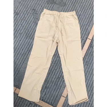 Classic Men Pants Thin Linen Trousers Special Price Fashion Straight Pant Drawstring Elasti Waist Casual Pants 1