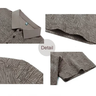 Men's Summer Polo Shirt Short Sleeve Stylish Printed Casual Business Slim Fit Ice Silk Cozy Breathable Lightweight Tops 5
