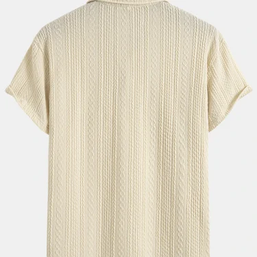 2025 Men's Polo Shirts Solid Color Jacquard Textured Polo Collar Half Buttoned Short Sleeves T-shirt for Men New Polo Shirt 2