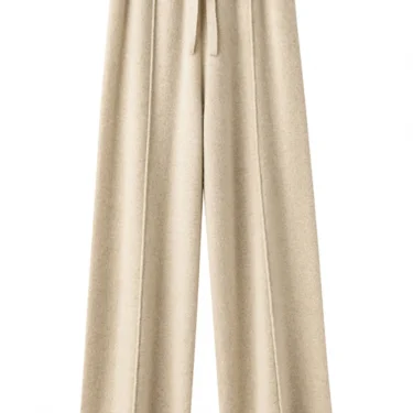 Women's cashmere pants 100% Merino wool broadfoot pants Women's knit loose knit pants Fall/Winter 2024 women's thick pants 2