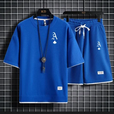 Fashionable casual men's sports suit short-sleeved T-shirt and outdoor summer sports shorts two-piece set daily casual 6