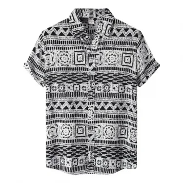 Hawaiian Ethnic style men's shirt 3D Print Leisure beach breathable button shirts street fashion short sleeved men's lapel tops 3