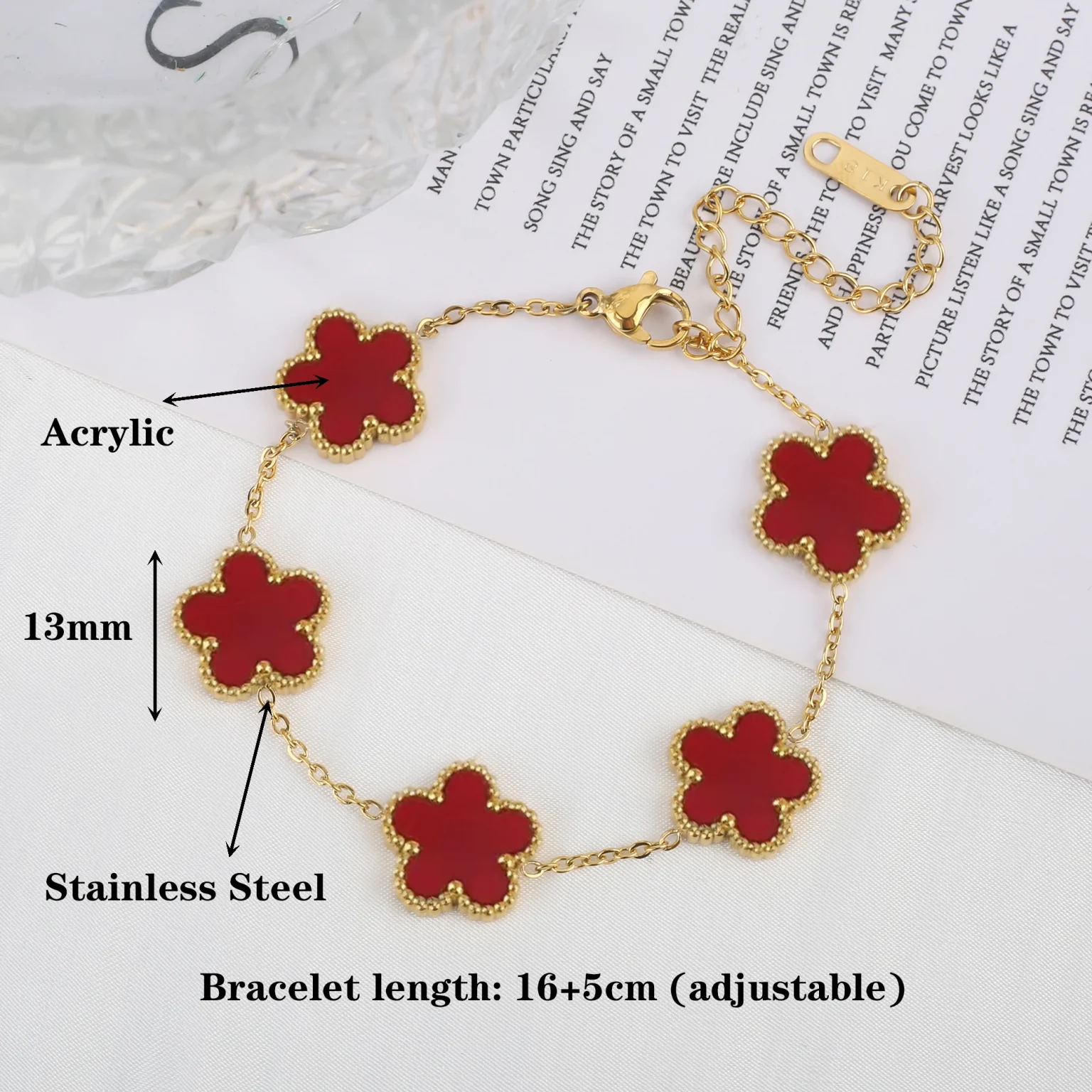 Light Luxury Stainless Steel Hot Sale Black and White Shell Five Leaf Flower Bracelet Simple Woman Fashion Daily Party Jewelry C 5