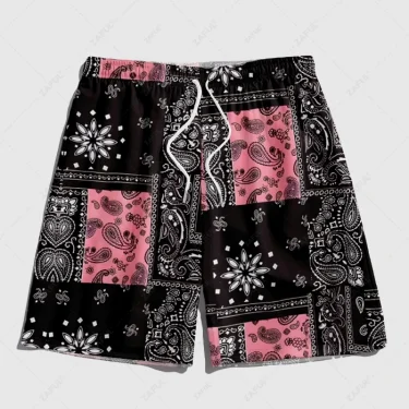 Moroccan style men's casual shirt set Exquisite paisley pattern print is perfect for travel or street wear shirt shorts set 2