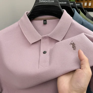 Luxury brand silk cotton short sleeve polo shirt men's summer new trend pony embroidery T-shirt business golf casual men's wear 4