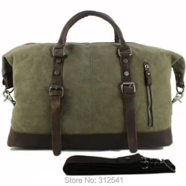 Vintage military Canvas Leather men travel bags Carry on Luggage bags Men Duffel bags travel tote large weekend Bag Overnight 2