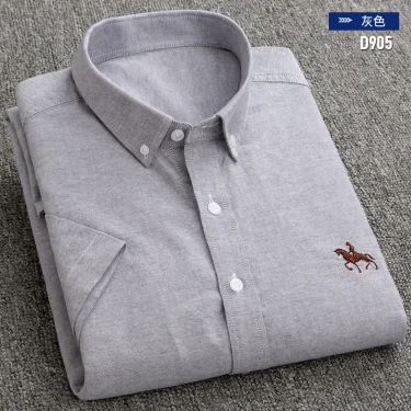 100%Pure Cotton Oxford Men's Shirts Short Sleeve Soft Regular Fit Formal Dress Shirt Social Blouse Male White Shirt 5XL 6XL 6