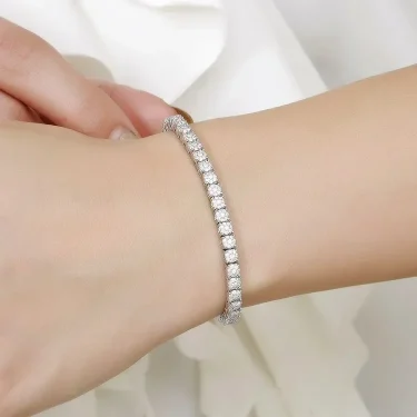 Silver Plated Jewelry 17CM 19CM 21CM Tennis Bracelet Zirconia Anniversary Gift Real Sterling Silver Bangle Bracelets women 4