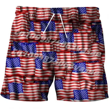 Men's Swimwear Shorts American Flag 3d Surfing Board Short Kids Beach Shorts Men Trunk USA Flag Swimsuit Sports Pants Briefs Boy 4