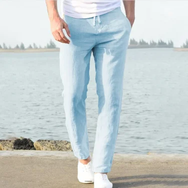 Men's Cotton Linen Pants Joggers Sweatpants Streetwear Breathable Solid Color Linen Trousers Vacation Summer Loose Pants S-5XL 5