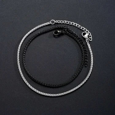 Stainless Steel Snake Bone Chain Bracelet Set for Men Women Punk Hip Hop Black Silver Color Couple Bracelets Party Jewelry Gifts 4