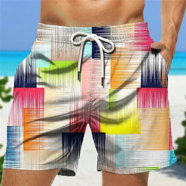 Men's 3D Graphic Geometry Beach Ice Shorts Holiday Hawaiian Swim Trunks Women Kids Quick Dry Casual Fashion Surfing Board Trunks 2