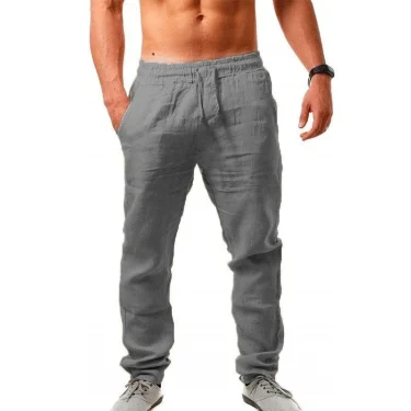 New Men's Cotton Linen Loose Pants Male Summer Casual Solid Color Pants trousers Plus Size M-5XL 3