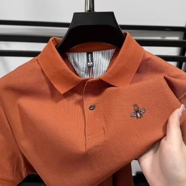 100% cotton men short sleeve lapel T-shirt luxury fashion brand bee embroidery summer breathable comfort high-quality polo shirt 4