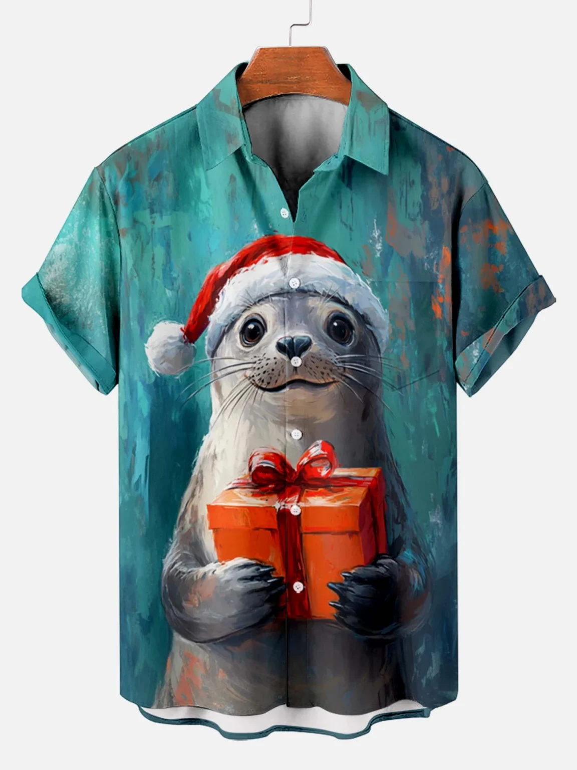 Summer Men's Funny Animals Shirts Fashion Short Sleeve Button Down Lapel Shirts Oversized Tops Casual Hawaiian Shirt for Man 5