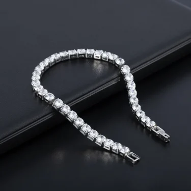 Luxury Hiphop Iced Out 4mm Cubic Zirconia Crystal Tennis Bracelets For Women Men Gold Color Silver Color Bracelet Chain Jewelry 3