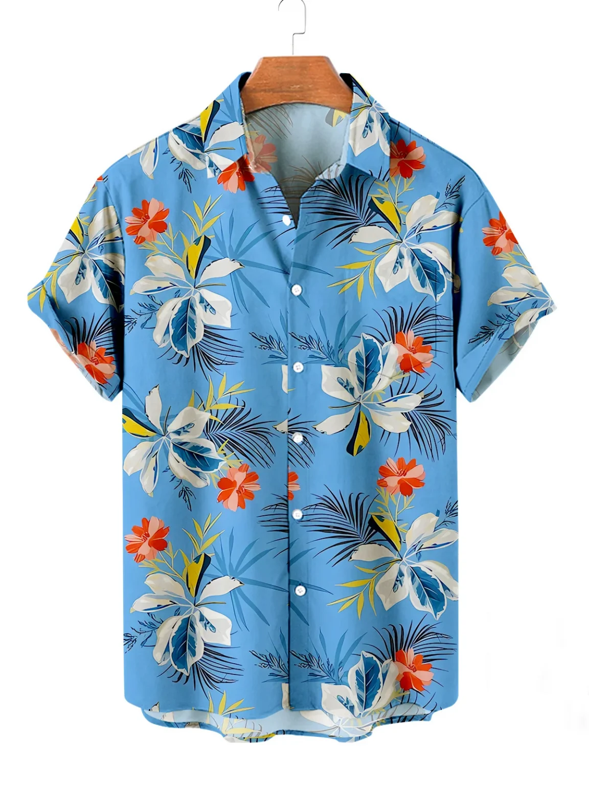 2025 Summer Men's Hawaiian Shirts Casual Vacation Short Sleeve Shirts Collar Button Up Shirts Fashion Steetwear For Men 2