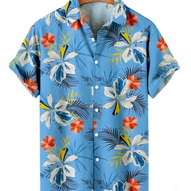 2025 Summer Men's Hawaiian Shirts Casual Vacation Short Sleeve Shirts Collar Button Up Shirts Fashion Steetwear For Men 2