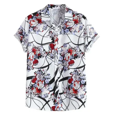 Men's Summer Designer Shirt 3D Ancient Style Plum Blossom Print Hawaiian Shirt Short Sleeve Floral Fashion Retro 4
