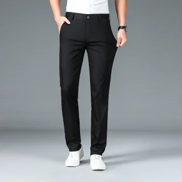 Men's Business Pants Classic Straight Elasticity Fashion Casual Pants Bamboo Fiber Thin Breathable Formal Office Trousers 5