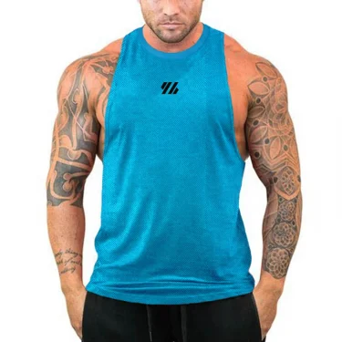 Mens Gym Tank top Fitness Sleeveless Shirt Male Mesh Breathable Fitness Vest Undershirt Sports Clothing Running Singlets Men 2