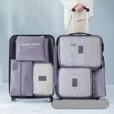 6 PCS Travel Storage Bag Set For Clothes Tidy Organizer Wardrobe Suitcase Pouch Unisex Multifunction Packing Cube Kit 3